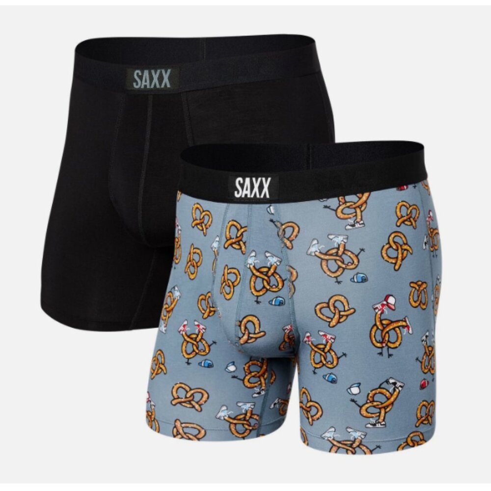 Saxx VIBE 2 pack Boxer Briefs Ultimate Comfort Pretzel & Black
